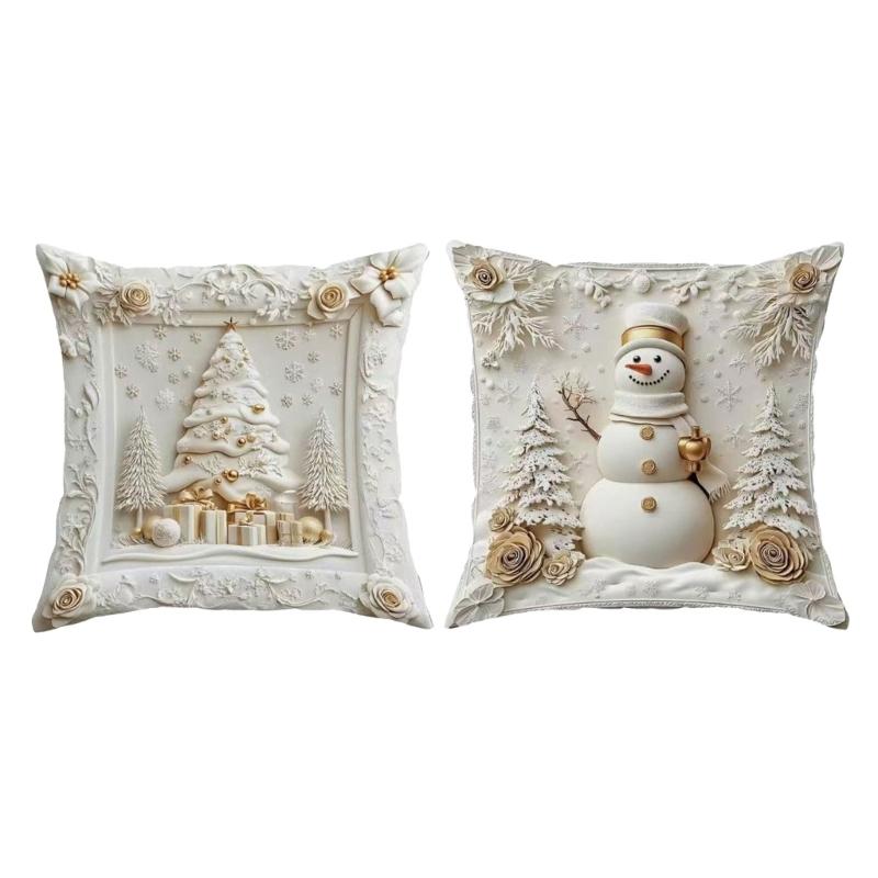 Soft Santa Christmas Pillow Cover For Festival Home Decoration And Holiday Couch Bedroom Accessories