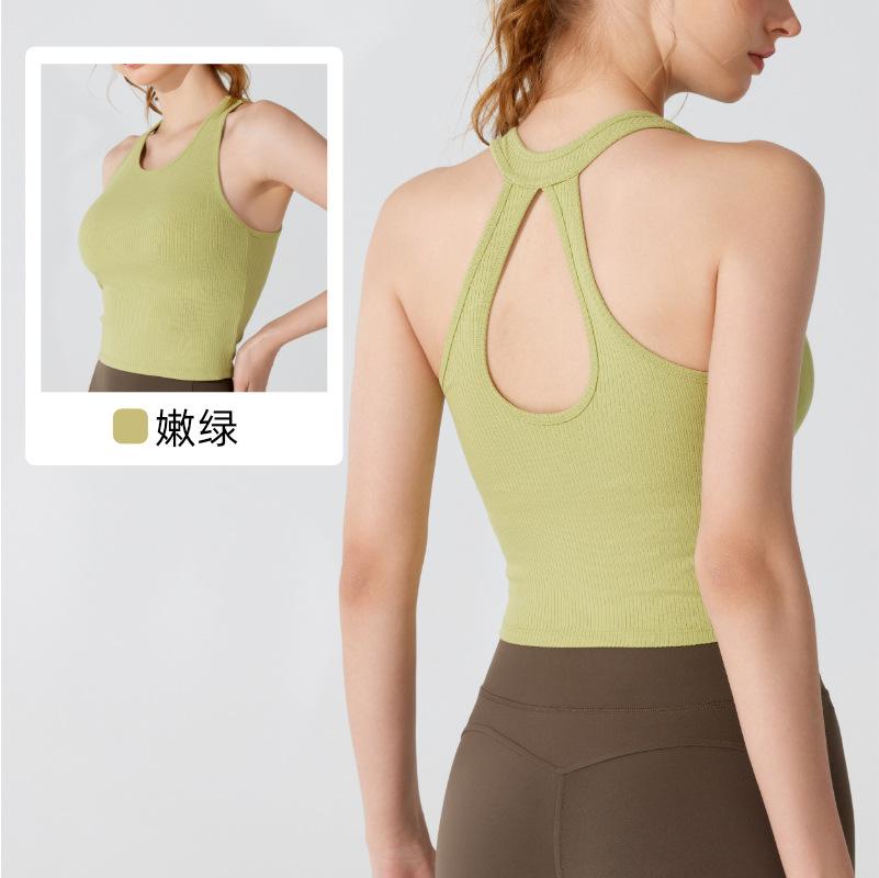 Yoga Vest Sports Hollowed Out Beautiful Back Fitness Inner Cover with Chest Pad French Rib Can Be Worn Outside Running Close To the Body