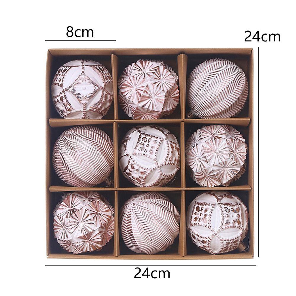 9pcs Shatterproof Electroplated Hanging Balls 8cm Christmas Tree Ornaments  Home Xmas Decor