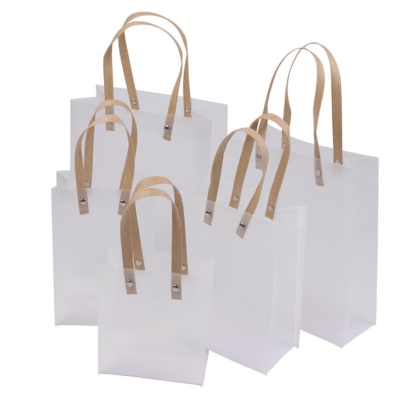 5Pcs Frosted Translucent Pvc Loot Bag Gift Bagbbags For Gifts Packing Bag Pvc Hand Bag Party Decor Souvenir Tote Bags