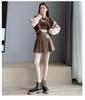 Women's Summer High Waist Pleated Mini Skirt - Striped A-Line College Style