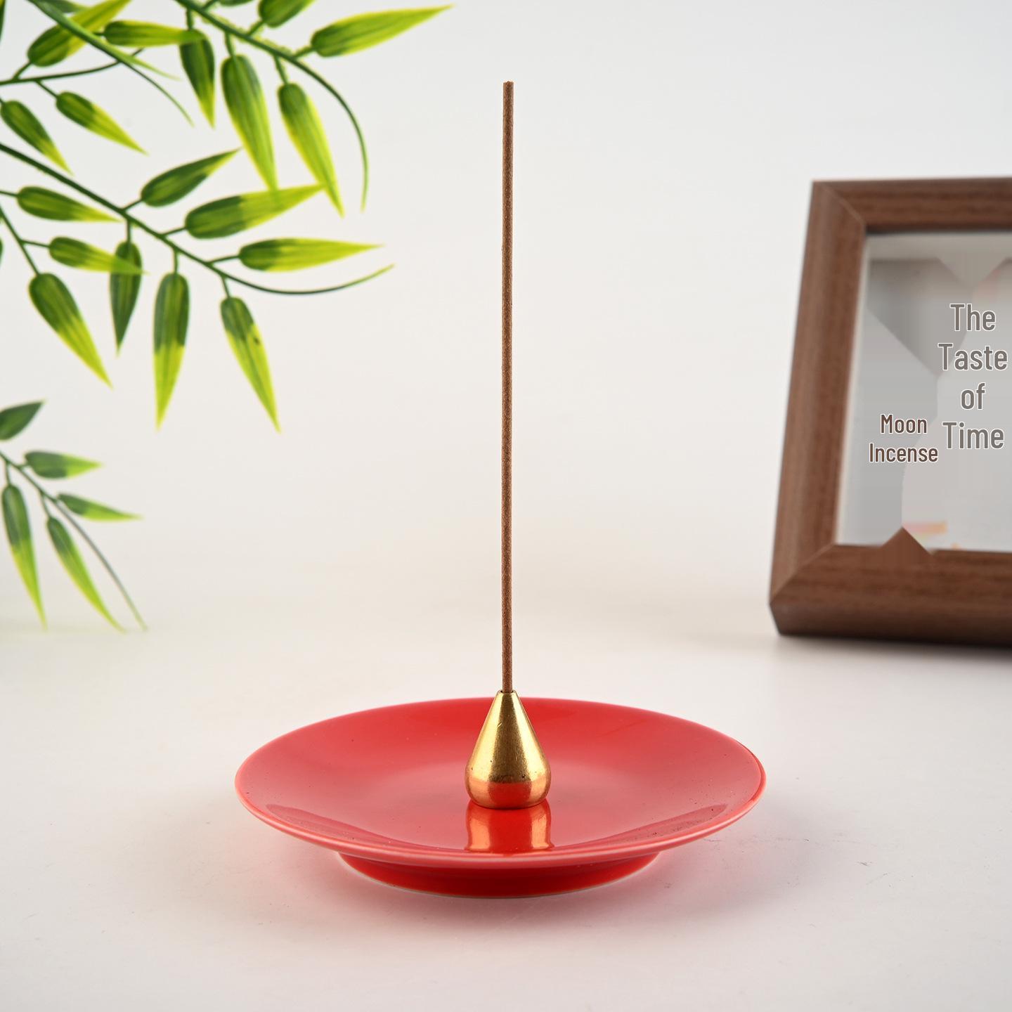 High-End Red Ceramic Incense Holder and Burner - Chinese Style Festive Ornament for Home