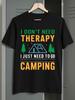 Men's T-Shirt Y2K 1pc Camping Slogan Black Oversized