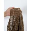 Women's Brown Mesh Cover Up 3 Piece Bikini Set, Halter Triangle Swimwear with Net Cover Up