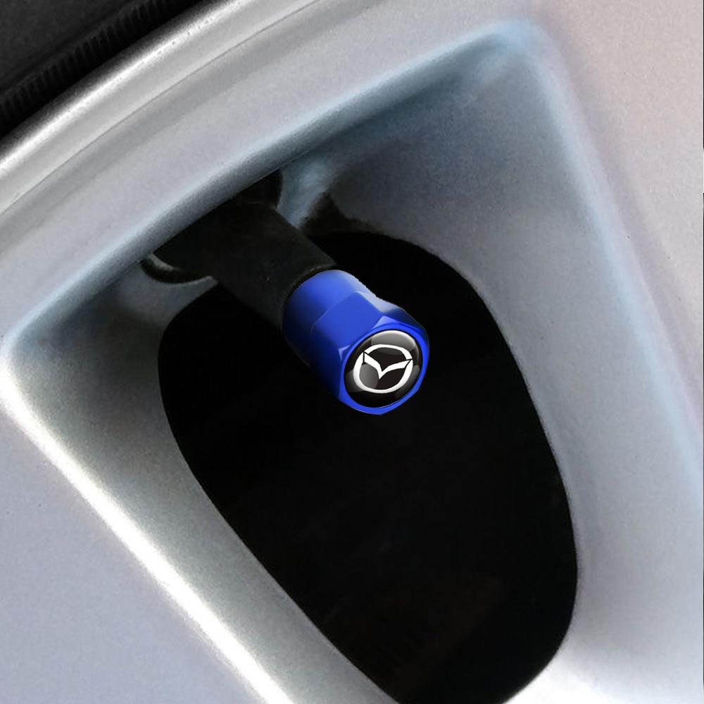 4Pcs Aluminum Car Wheel Tire Air Valve Caps Tyre Dust Cover Accessories for Mazda 2 3 Bk 6 Gg Gj Gh Cx5 Cx30 Cx3 Cx7 Mx5 Axela