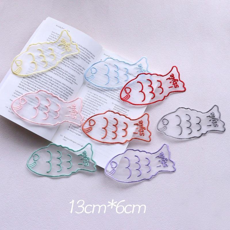 1Pcs Cute Fish Embroidered Bookmark Korean-Style Organza Transparent Page Marker For Reading School Office Stationery