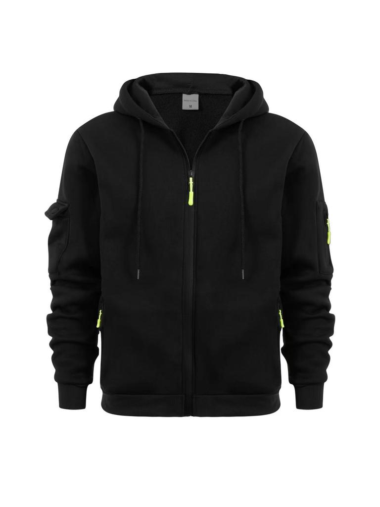 Men's Multi-Pocket Plus Size Cardigan Hoodie - Spring/Autumn Casual Sports Jacket