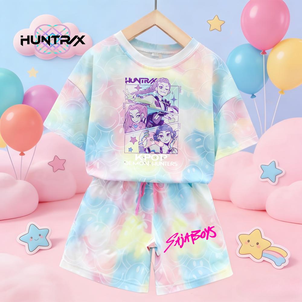 Sommer Neu KPop Dämonenjäger Kawaii Lächeln 3D Druck Kurzarm T-Shirt Mädchen Kinder T-Shirt