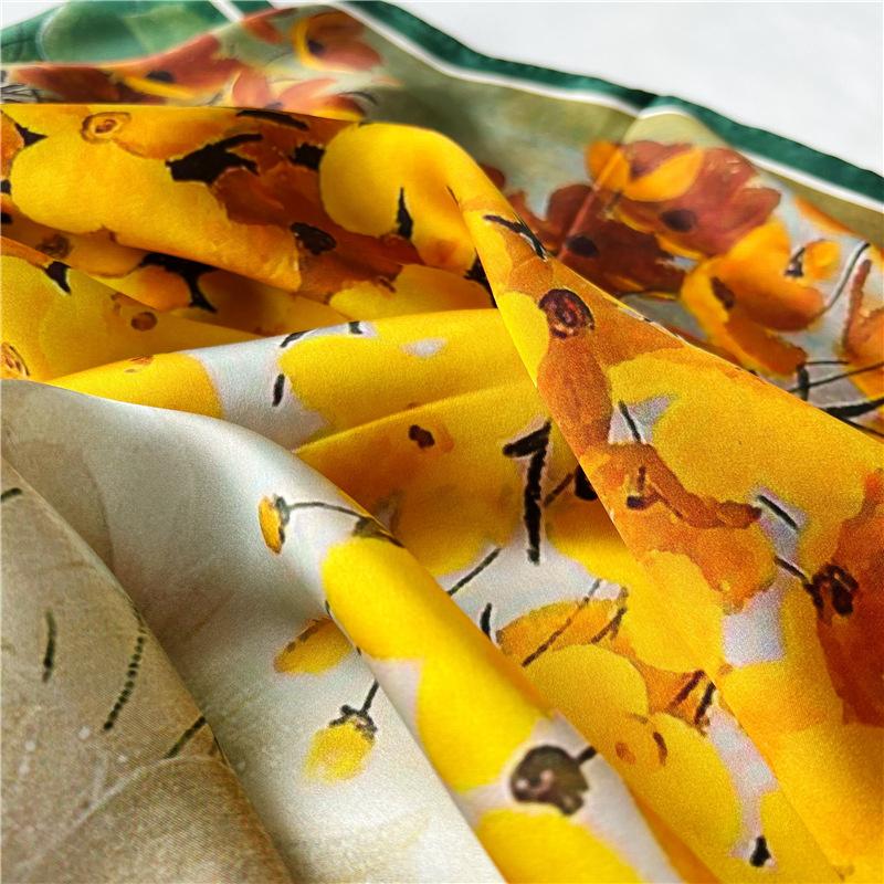 110*110 Cm Square Silk Scarf Women's Fashion Printed Small Neck Scarf Office Women's Hair Belt Folar Handkerchief Women's Handkerchief Shawl Scarf