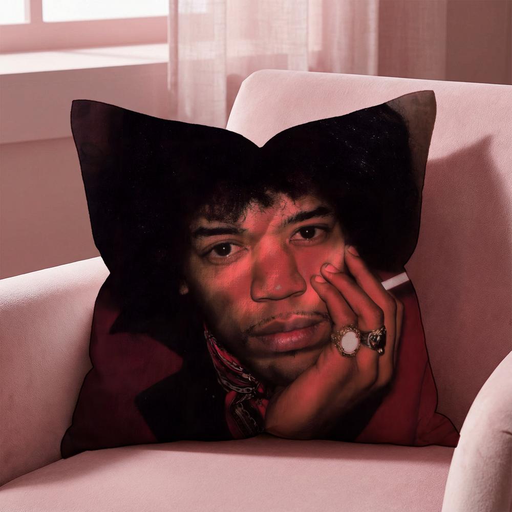 SingerJ-Jimi H-Hendrix Cushion Cover Multi-Scene Pillow Cover for Home & Car - Reversible, Soft & Durable for Daily Use