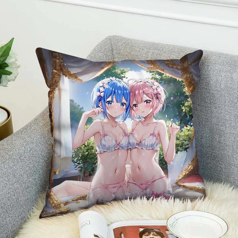 45x45 Cushions Covers for Bed Pillows Fall Pillow Cover 40x40 Decorative Cushion Pilow Cases Pillowcase Sofa Anime Body Home