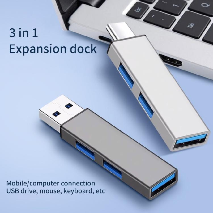 Efficiency USB C Hub 3Ports USB3.0 Hub for 5Gbps Data Transfer USB2.0 480Mbps