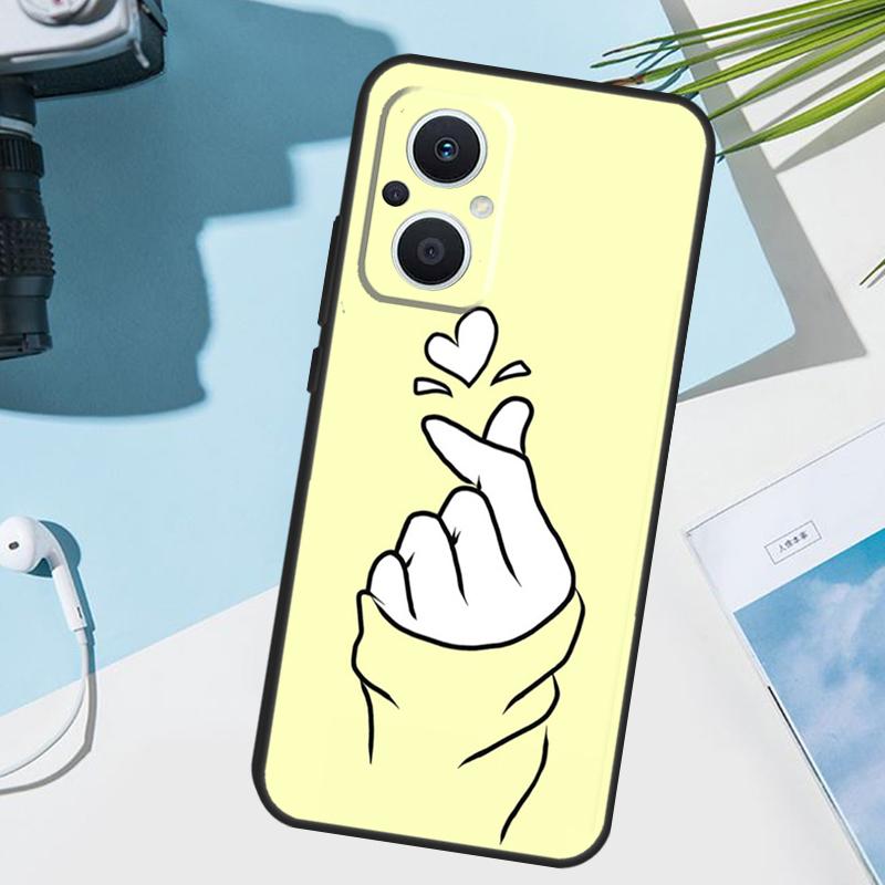 

Kpop Hand Finger Heart Cover For OPPO Reno 14F 13F 12F 11 F 10 12 13 14 Pro 7 8 Lite OPPO Find X9 X8 X6 X5 Pro Case OPPO Reno8 T 4G