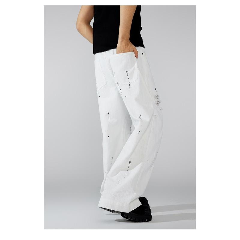 

Denim Casual Pants Straight Looser Style High Street Style White Men s Jeans 28 білий