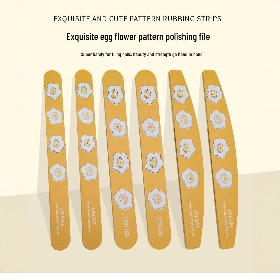 Durable Egg Yolk Nail Art Polishing Strips - No Shedding, Wear-Resistant Wood Chip Files