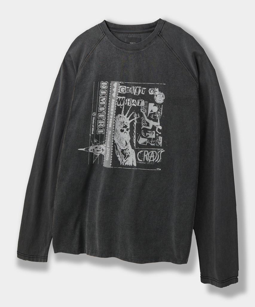 Dimiteulibeullaeg Raglan Color Block Pigment Artwork T-Shirt_Charcoal