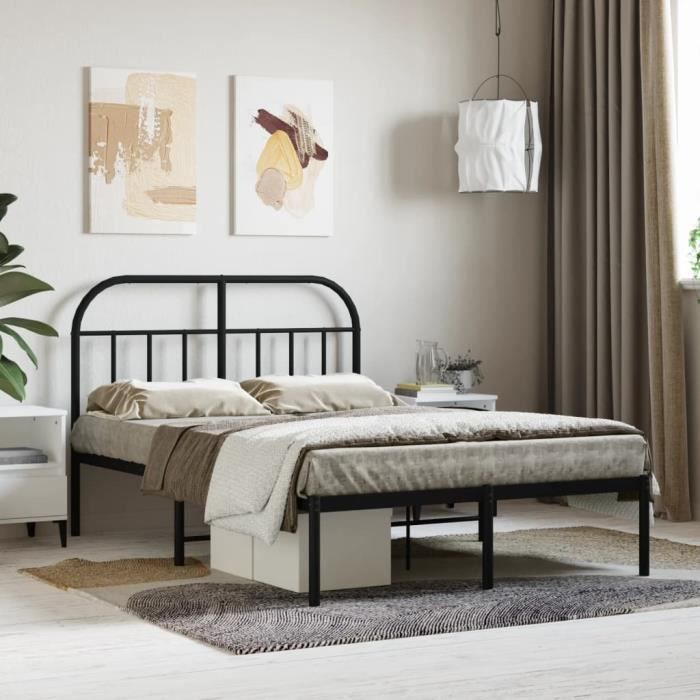 VidaXL Metal Bed Frame with Black Headboard 120x190 Cm 353632