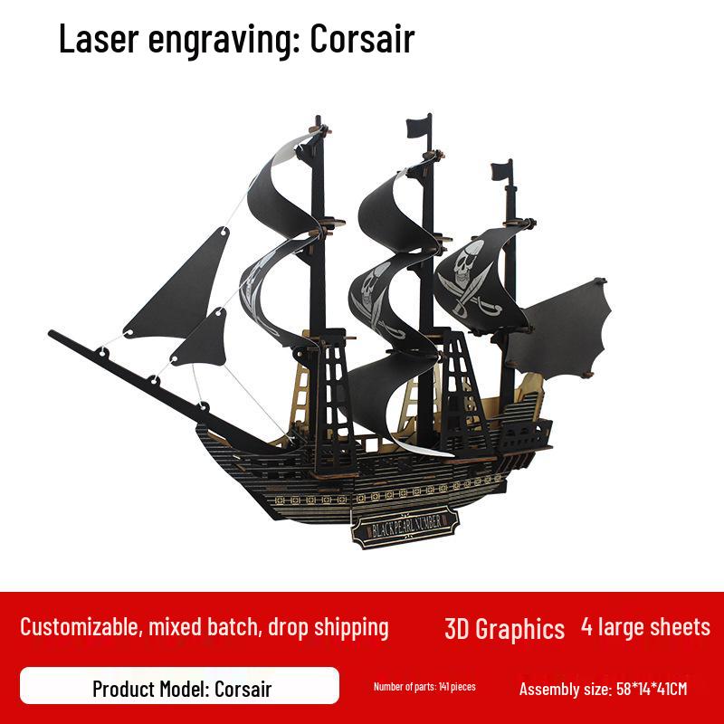 

3D Деревянная Модель Лодки Пазл Сделай Сам Развивающая Игрушка