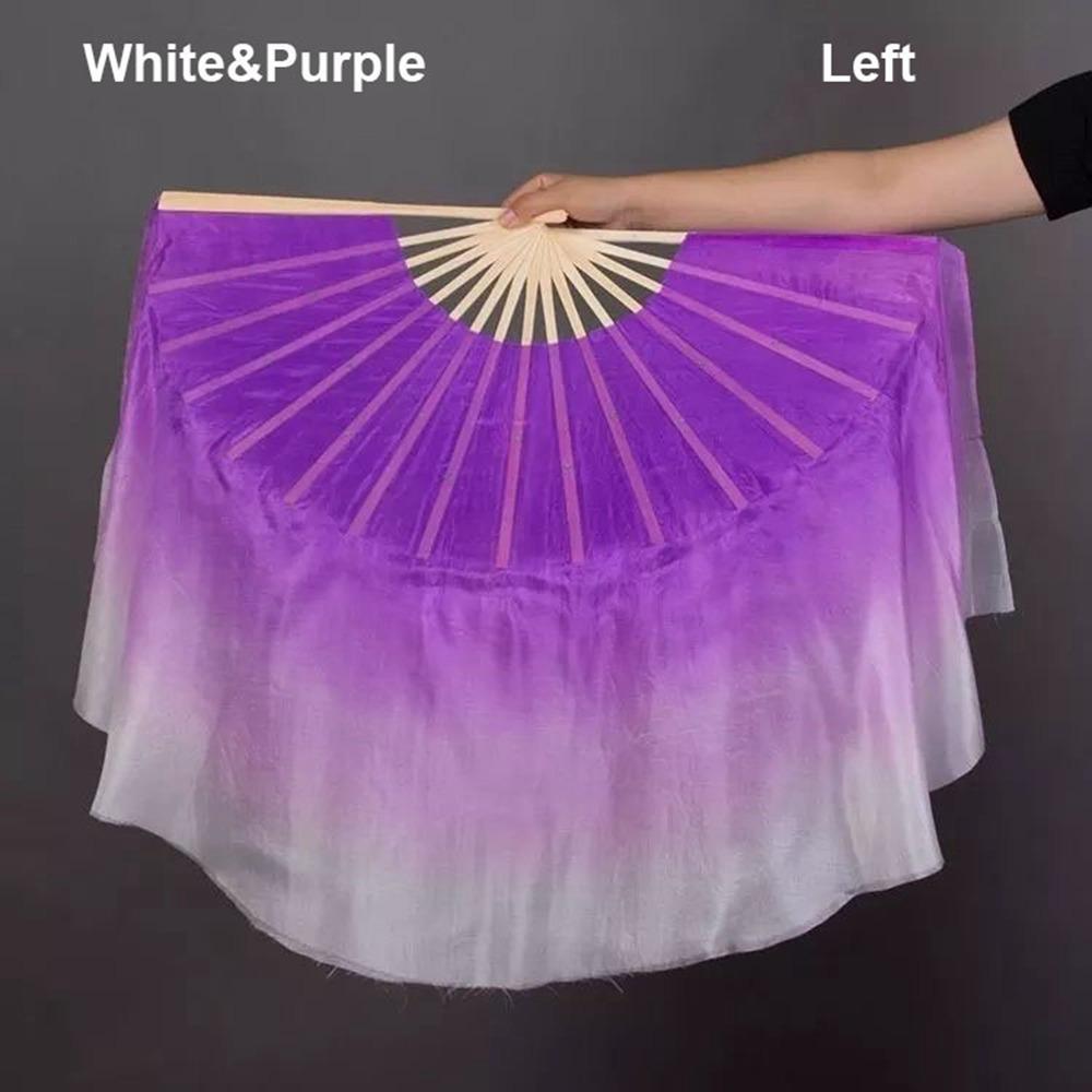 

Танцевальная практика Китайский короткий веер для танца живота 31 см Бамбуковый ручной окрас Веер для взрослых Детский Женский White&Purple Left