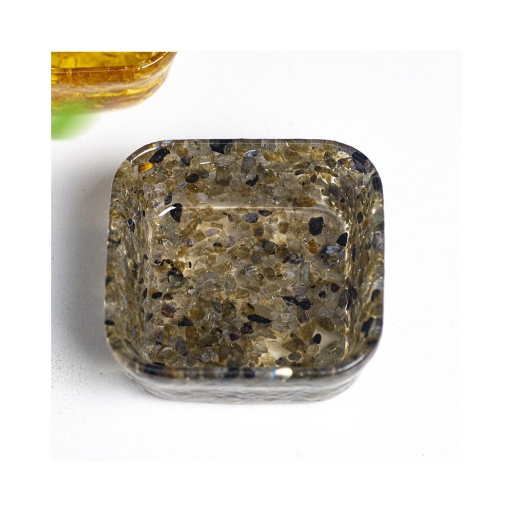 Resin Geometric Dismagnetization Bowl With Natural Crystal Fill For Modern Living Room Decor