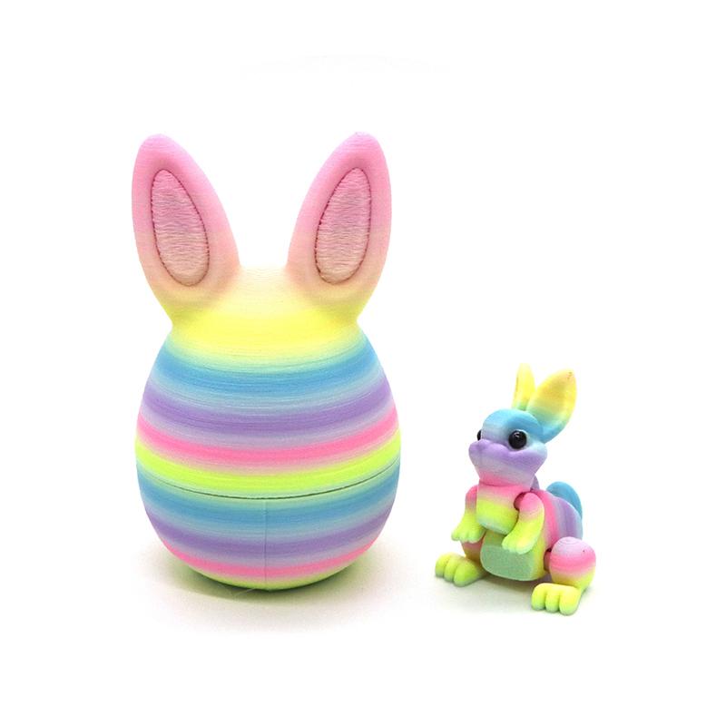 Colorful Rabbit Ear Egg Model 3D Printing Rabbit Egg Creative Easter Desktop Decor Festival Home Decoration Kid New Year Gift