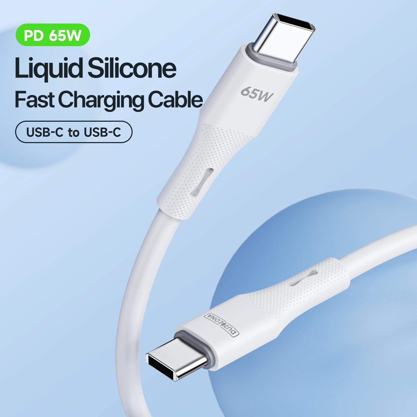 

DUZZONA A11 1m USB C to USB C Cable PD 65W Liquid Silicone Data Cord White