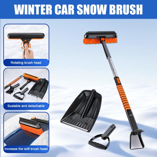 Pala de Nieve Rasqueta de Hielo 5 en 1 Cepillo de Nieve Multifuncional con Mango Retráctil Ergonómico