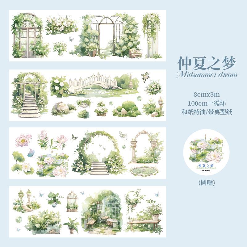 8*300cm 1roll Spring rose theme tape Sticker Decorative Hand Account Diary Album Scrapbooking accessories Masking tape
