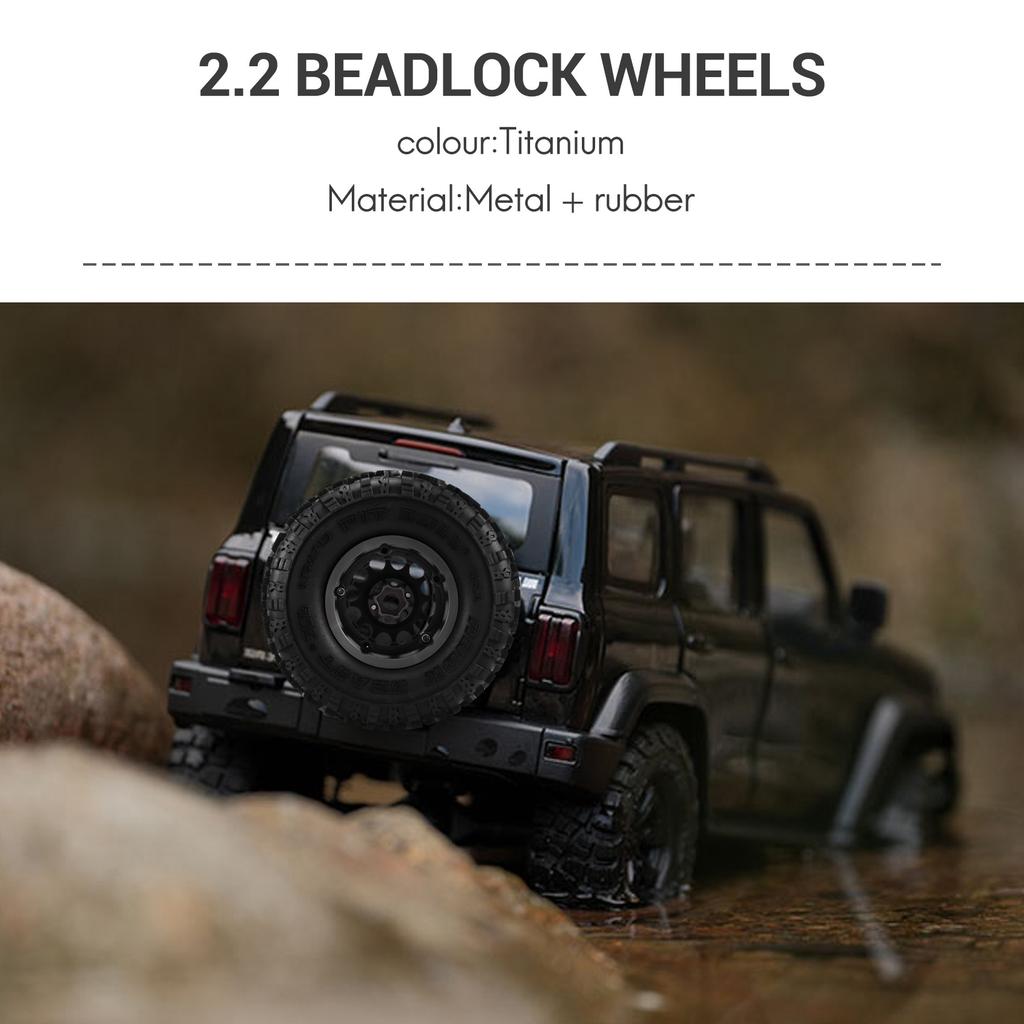 A71Z 4PCS Metal 2.2 Beadlock Wheel Rim Tires Set For 1/10 RC Crawler Car Traxxas TRX4 TRX6 Axial SCX10 RR10 Parts