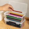 1PC Large Capacity Plastic Pencil Box Stackable Translucent Clear Pen Box Storage Organizer Box Office Supplies