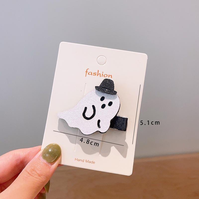 Halloween Children's Hair Accessories, Pumpkin Ghost, Funny Handmade Hair Clips, Black Bat Bow, Girl Party Hair Clips