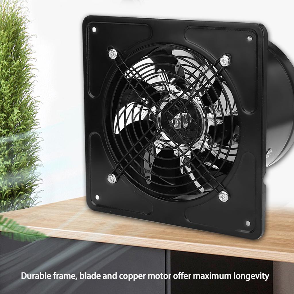 190mm 40W 220V Wall Mounted Exhaust Fan Low Noise Home Bathroom Kitchen Garage Ventilation (Black)
