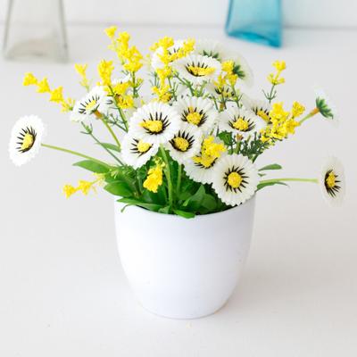 Künstlicher Blumentopf Chrysantheme Desktop-Dekor Kunststoff ewige gefälschte Topfpflanze für Balkon