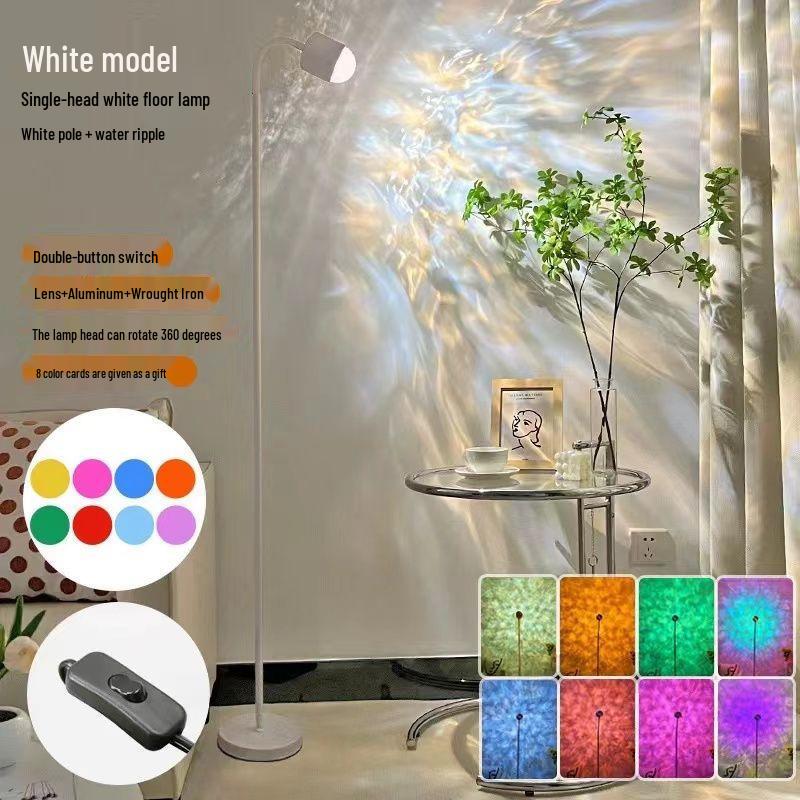High-End Double-Head Sunset Floor Lamp: Water Ripple Iron Design for Living Room Atmosphere
