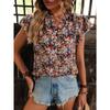 YYFS Dámská móda Ležérní Léto Jaro Květinový potisk Blůzy a košile s krátkým rukávem a výstřihem do V