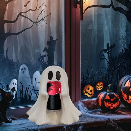 Cute Ghost Drink Holder Halloween Ghost Can Holder for Coke Soda Cans Desktop Resin Ornament for Indoor Home Decor