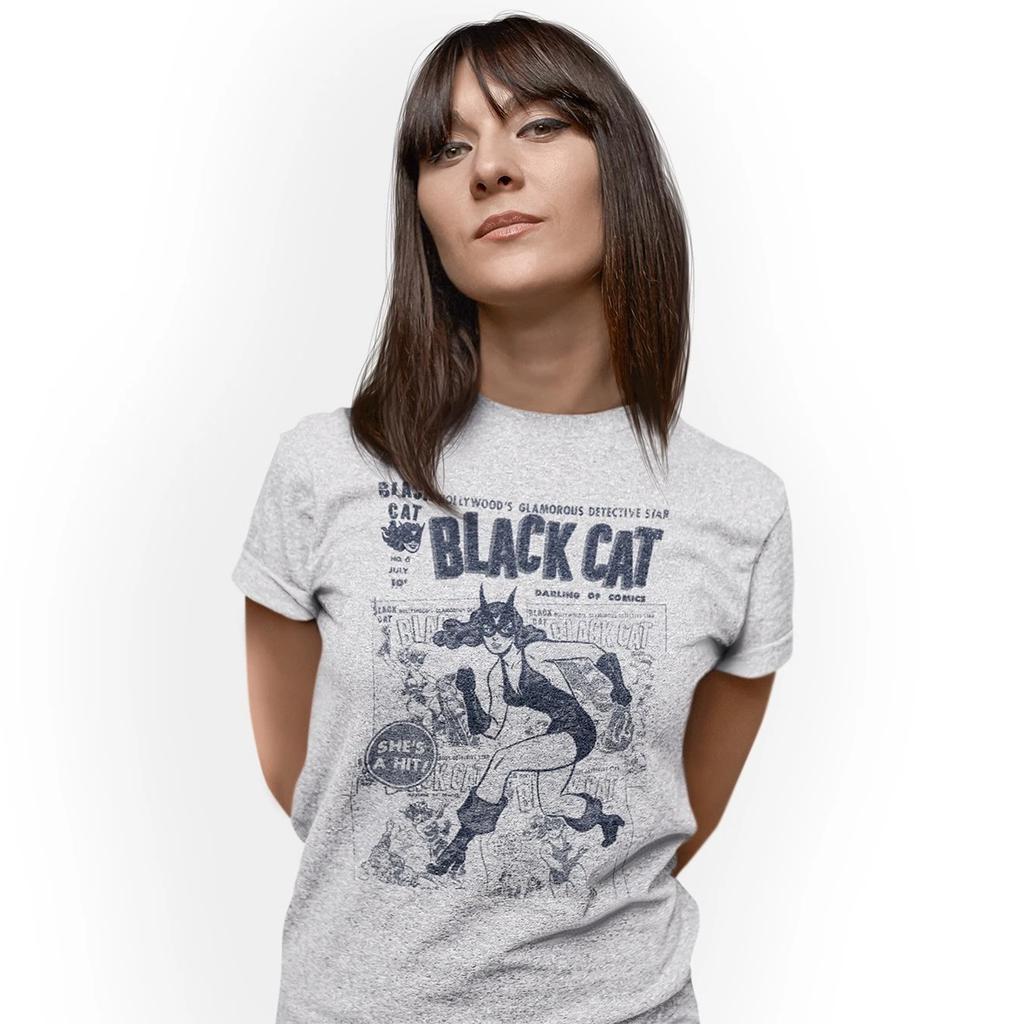 Black Cat T-Shirt American Golden Age Comic Cover Art Birthday Gift