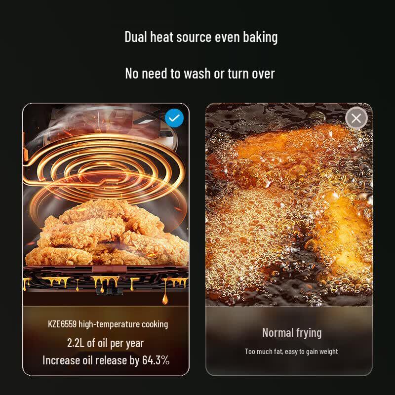Midea 6.5L Dual-Heating No-Flip Air Fryer with Visual Window CN Plug (adapter Included)