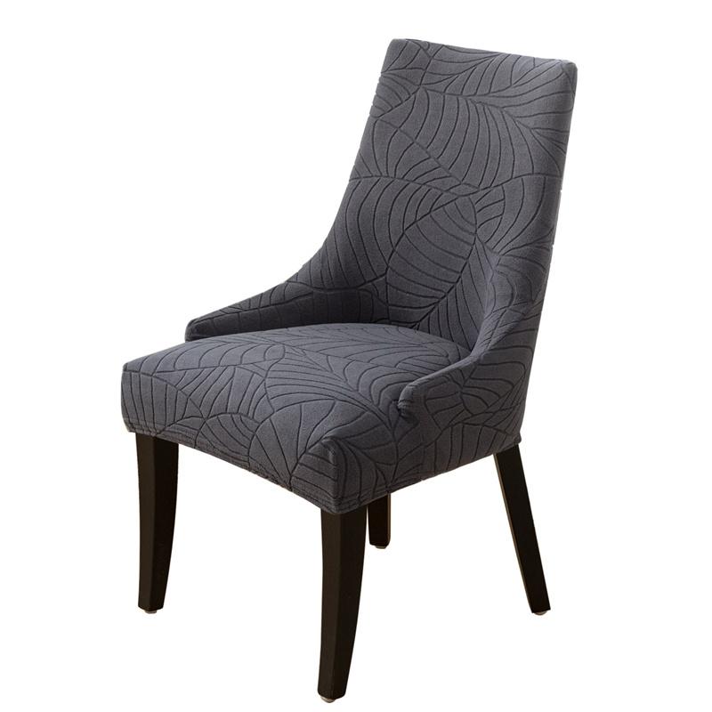 1PC Leave Jacquard Chair Cover Anti-dirt Solid Color Chair Slipcover Washable High Sloping Seat Case for Banquet Home Decor
