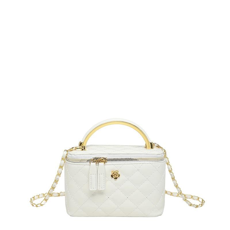 Women Elegant Plaid Chain Crossbody Bucket Bag Daily Fashion Shoulder Handbag