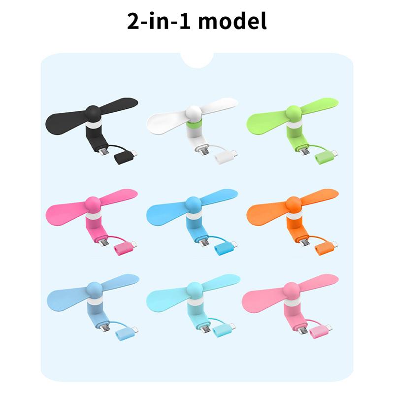 Mini Phone Cooling Fan Plug & Play Universal 3 Ports Small Fan for Summer Outdoor Walk Shopping Daily Use