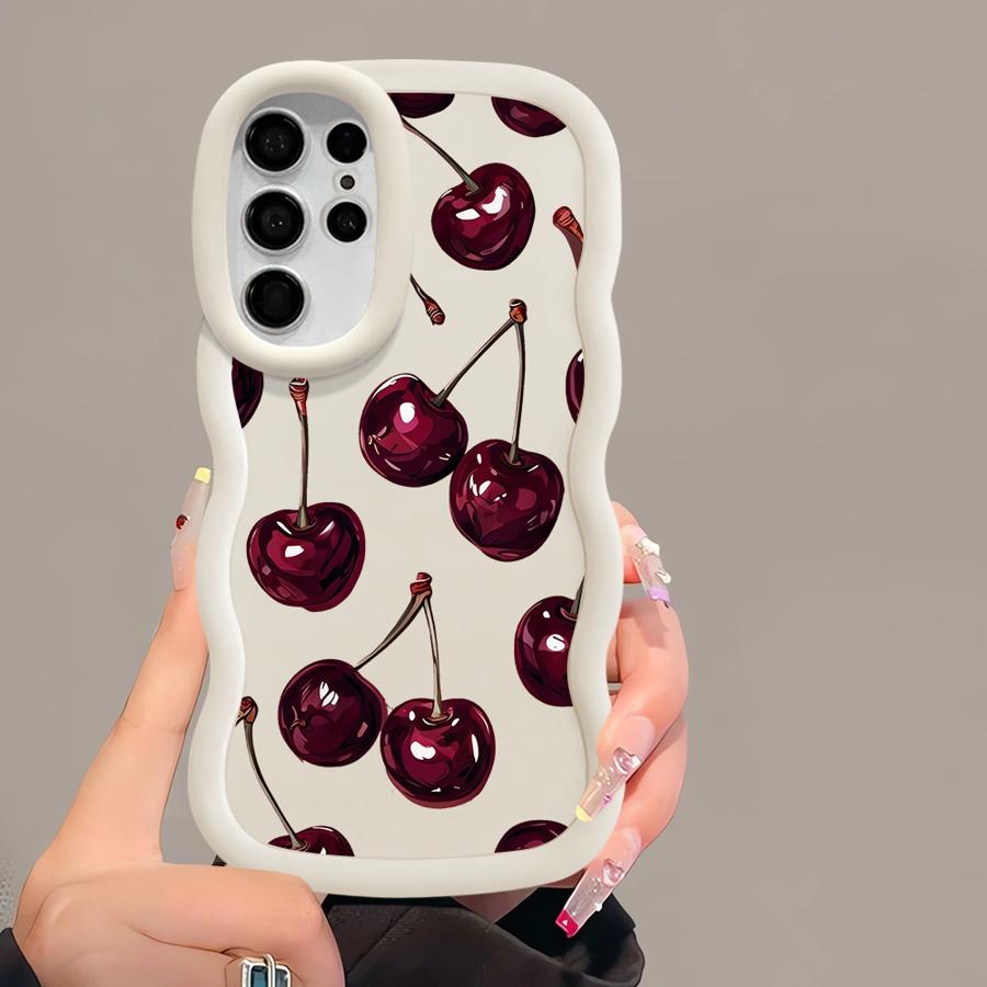 Weiche Handyhülle für Samsung Galaxy A25 S23 Plus S24 A26 S20 FE S22 Ultra S25 S21 A24 A54 A35 A55 A36 A34 Frucht Kirsche