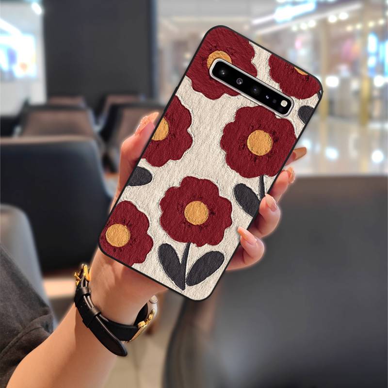 

Чехол для телефона с масляной живописью на задней крышке для Samsung Galaxy S10 5G/SM-G977N, мультяшный, противоударный, пылезащитный, грязеотталкивающий, с цветком Samsung Galaxy S10 5G/SM-