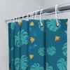 Blue Pattern Shower Curtain Home Decor Waterproof Bathroom Liner for Bathtub Tropical Leaves with Yellow Flowers Design (180x205