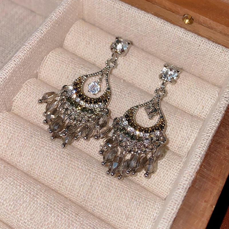 

Серебряные серьги-кисточки с иглами - Этнический стиль, ретро-дизайн с каплями воды