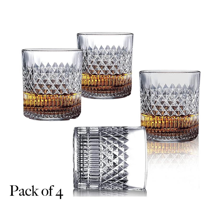 4PCS Fashion Whiskey Glasses, Scotch Whisky, Bourbon, Cocktails, RUM, Durable Whiskey Glasses