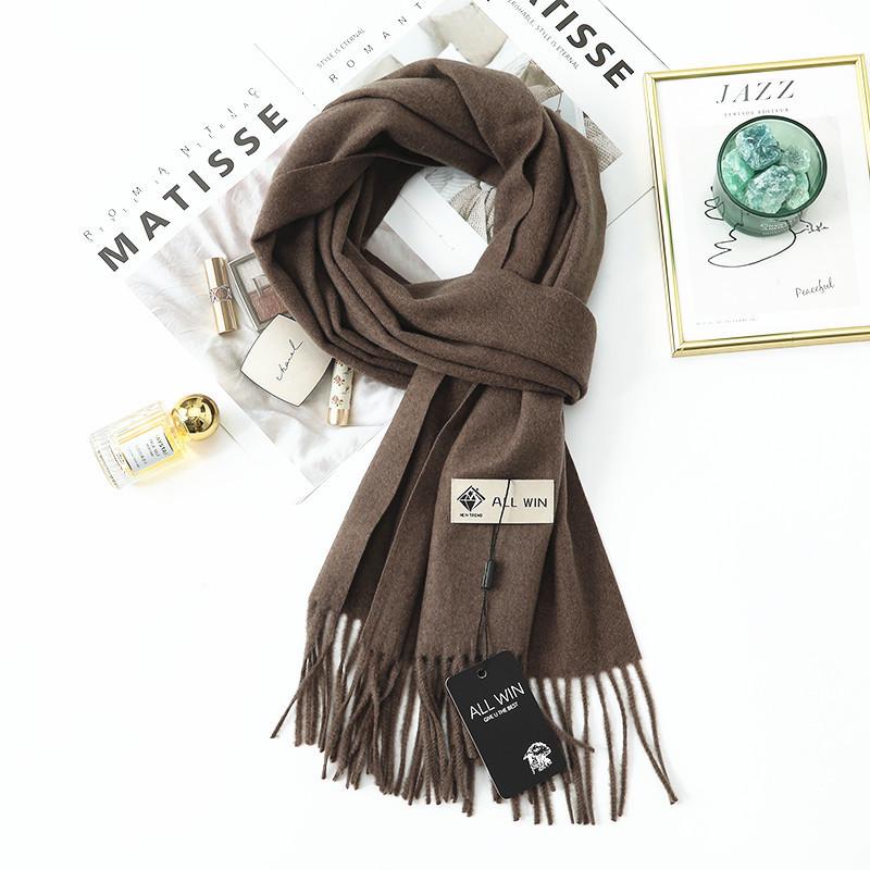 High-End Women's Wool Scarf - Cashmere Feel, Solid Color, Autumn/Winter, Unisex Versatile Shawl