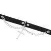 Role Play Choker Gothic Satan Inverted Cross Necklace Stainless Steel Pu Leather Cosplay Anime Necklaces Emo Goth Jewelry