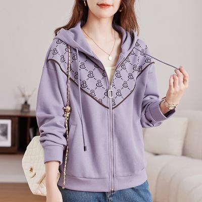 Autumn Women's Hooded Cardigan Thin Loose Casual Sweatshirt