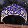 DIEZI Baroque Sweet Blue Crystal Crown Bride Tiara For Women Wedding Elegant Princess Headpiece Hair Zircon Punk Accessories
